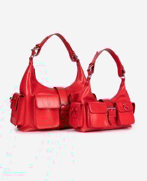 The Kooples FEMME RED sac amelia en cuir craquelé rouge
