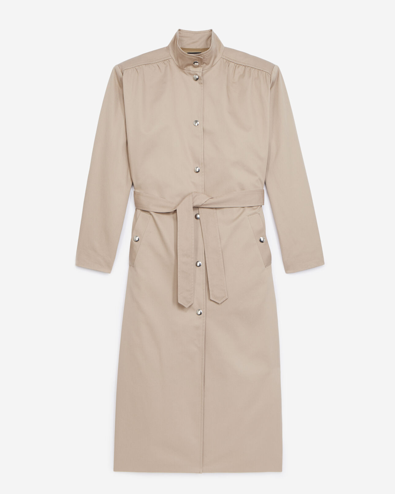 The Kooples FEMME BEIGE manteau coton beige coupe trench