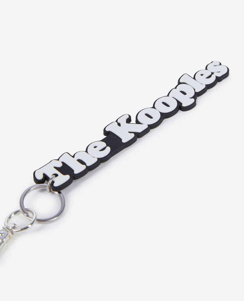 The Kooples F WHITE black and white logo bag charm