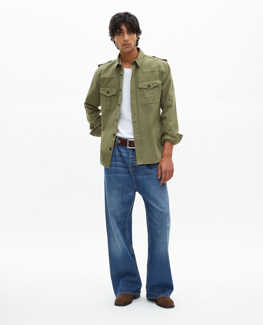 The Kooples MEN OLIVE NIGHT khaki officer style overshirt