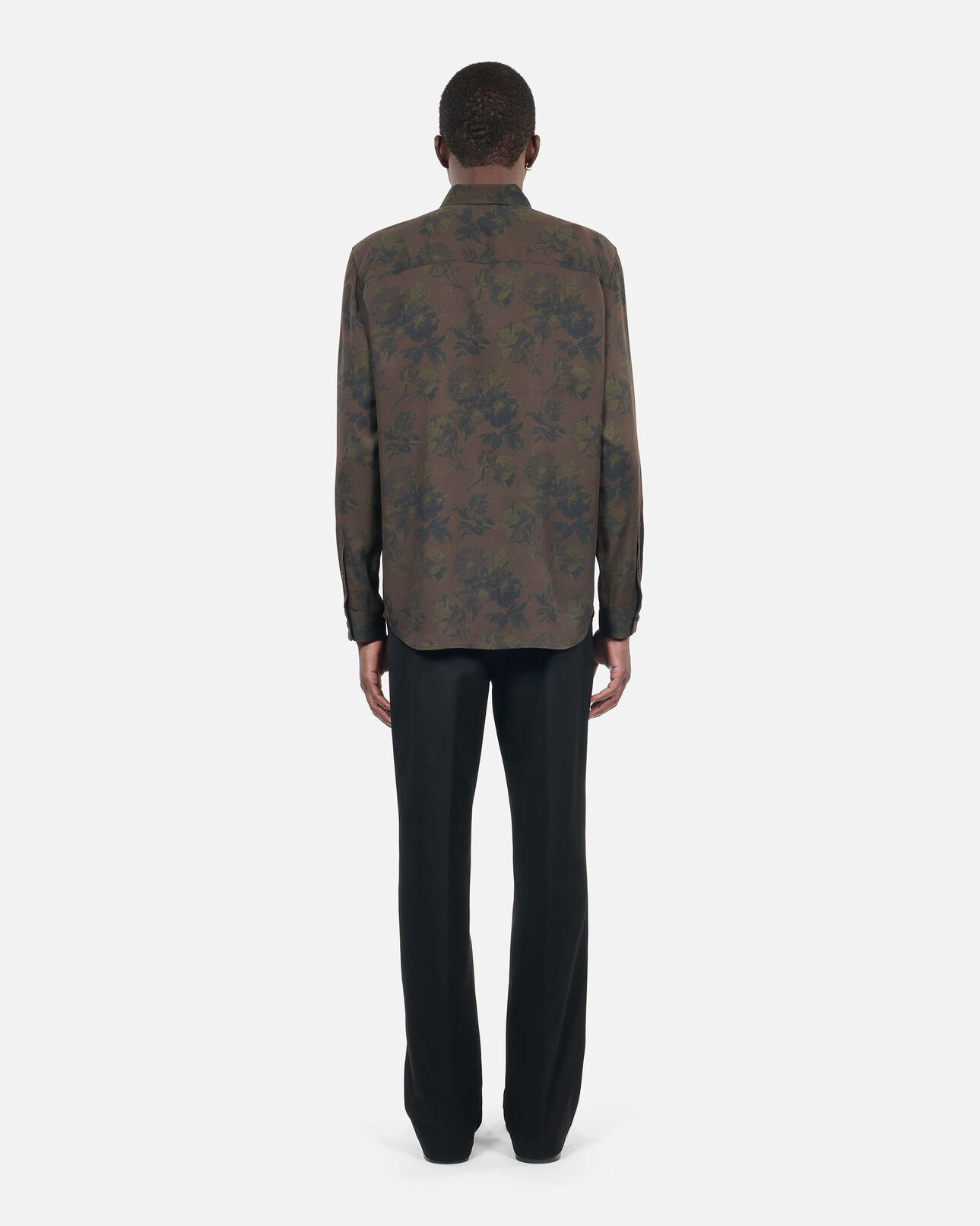 The Kooples MEN DARK BROWN brown floral print shirt