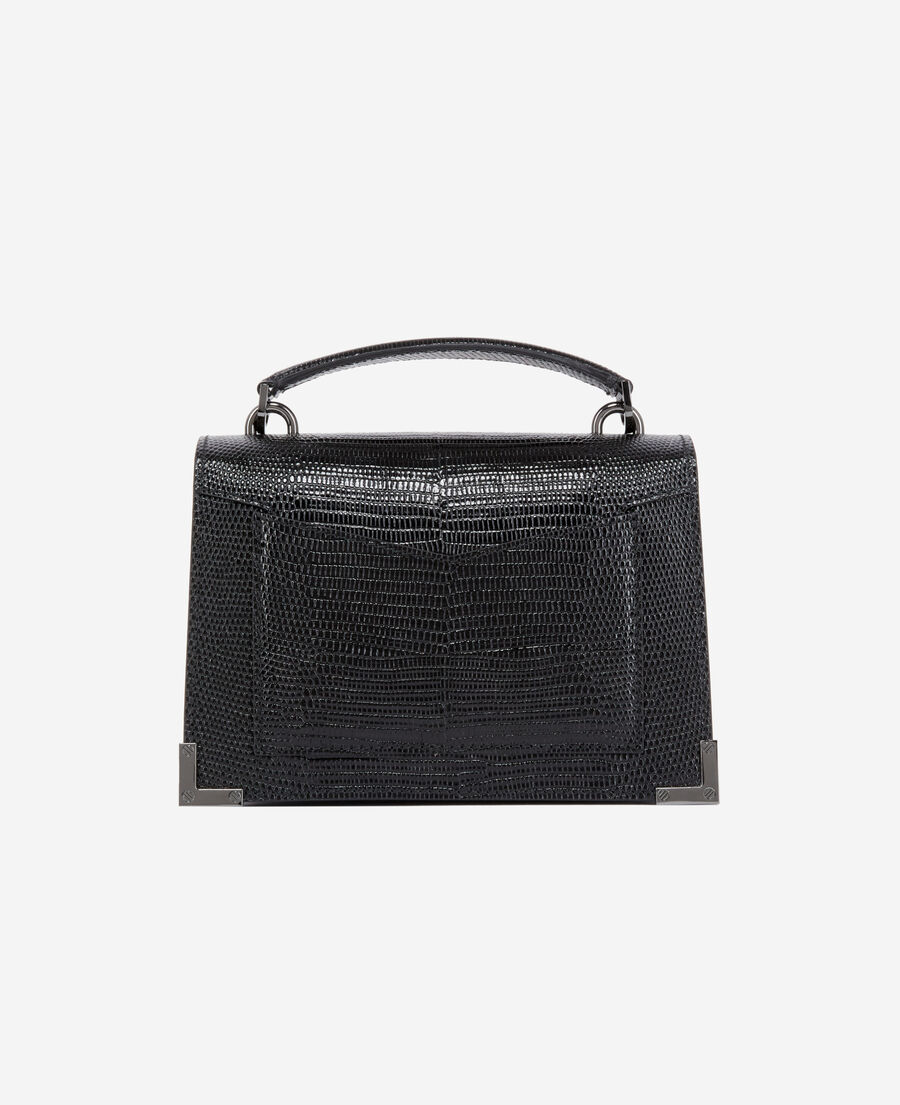 sac emily small en cuir noir effet lézard