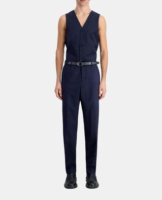 The Kooples HOMME NAVY / BLACK pantalon de costume bleu marine en laine à micro motifs