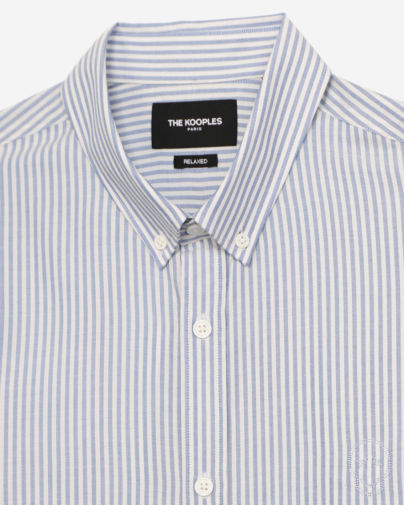 The Kooples MEN BLUE WHITE striped shirt w/classic collar - embroidery