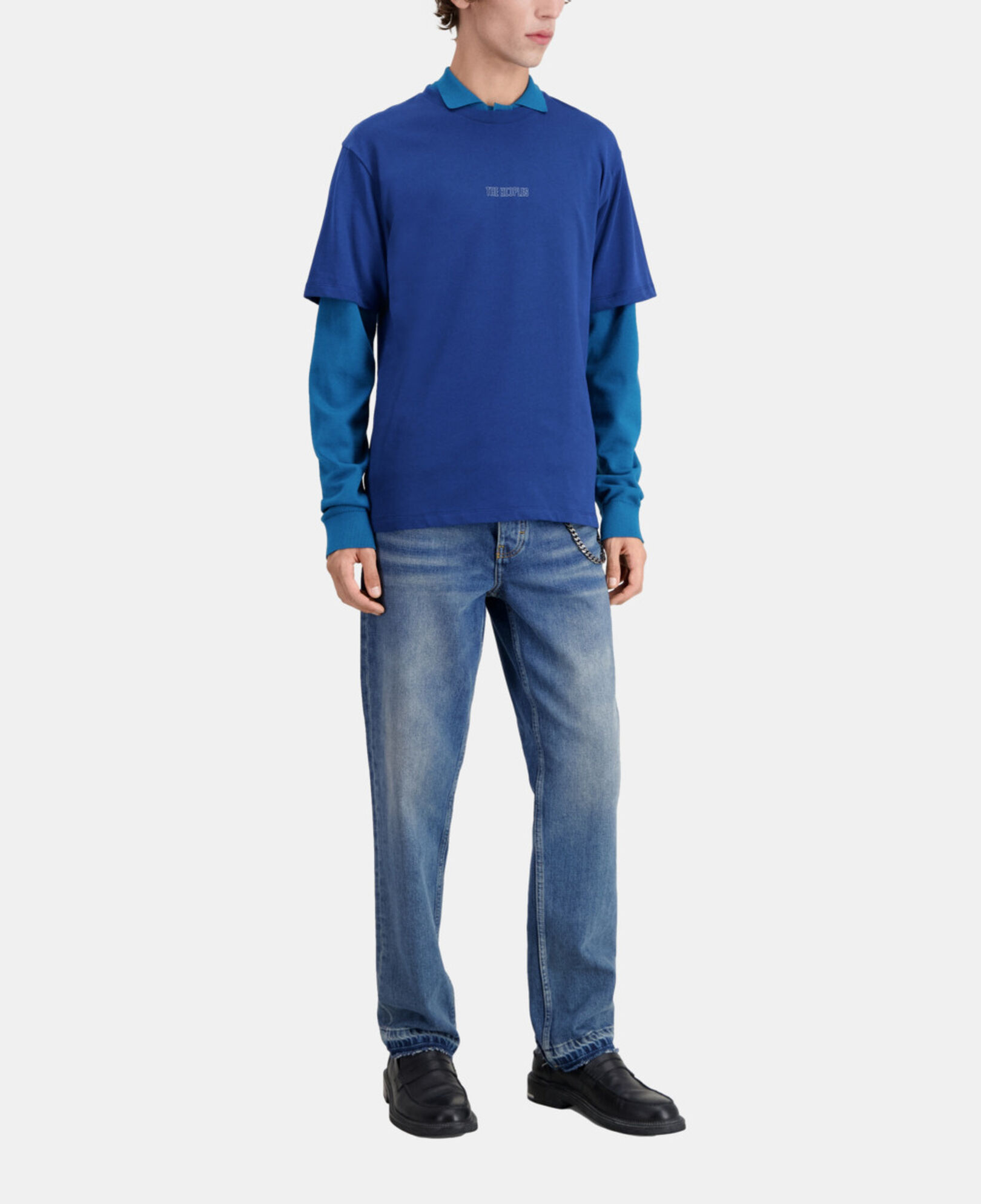 The Kooples MEN ROYAL BLUE - DARK NAVY men's bright blue logo t-shirt