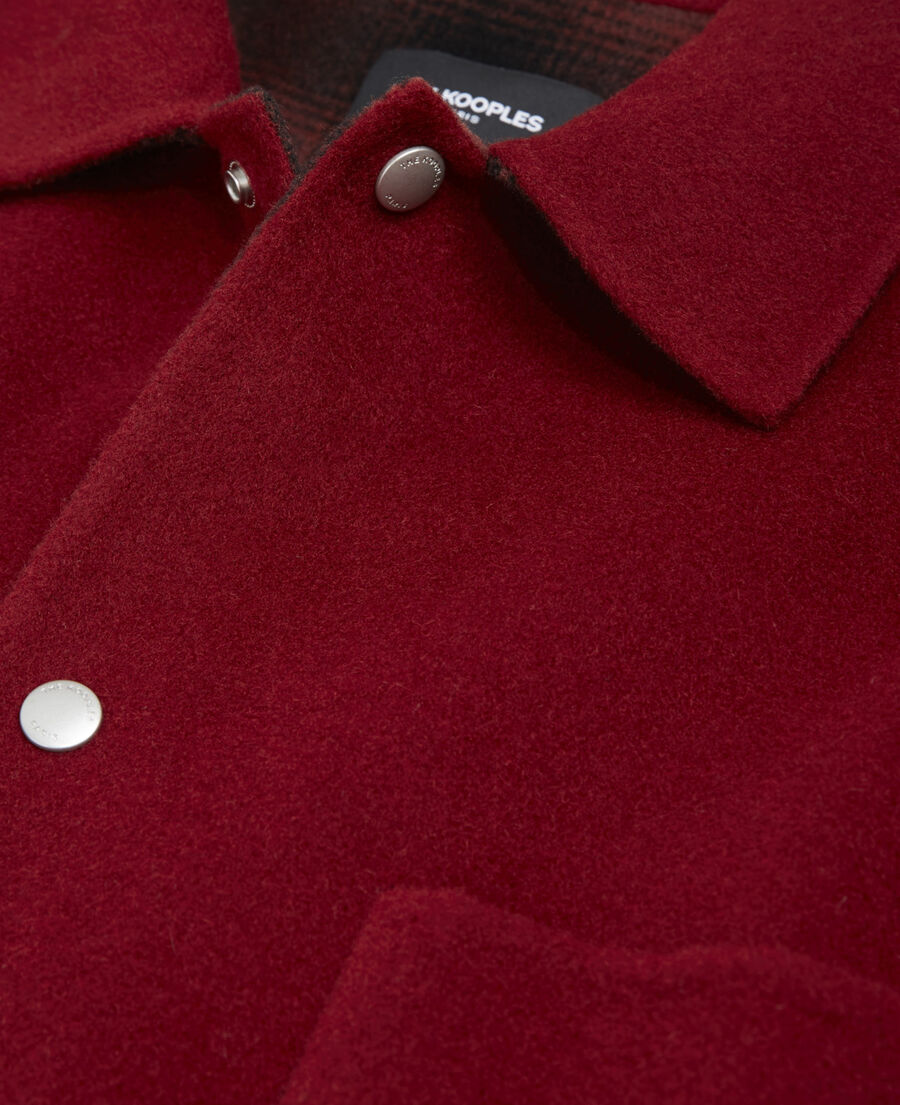 burgundy wool jacket with chest pockets