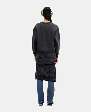 The Kooples FEMME BLACK WASHED sweatshirt femme noir avec s&eacute;rigraphie wolf