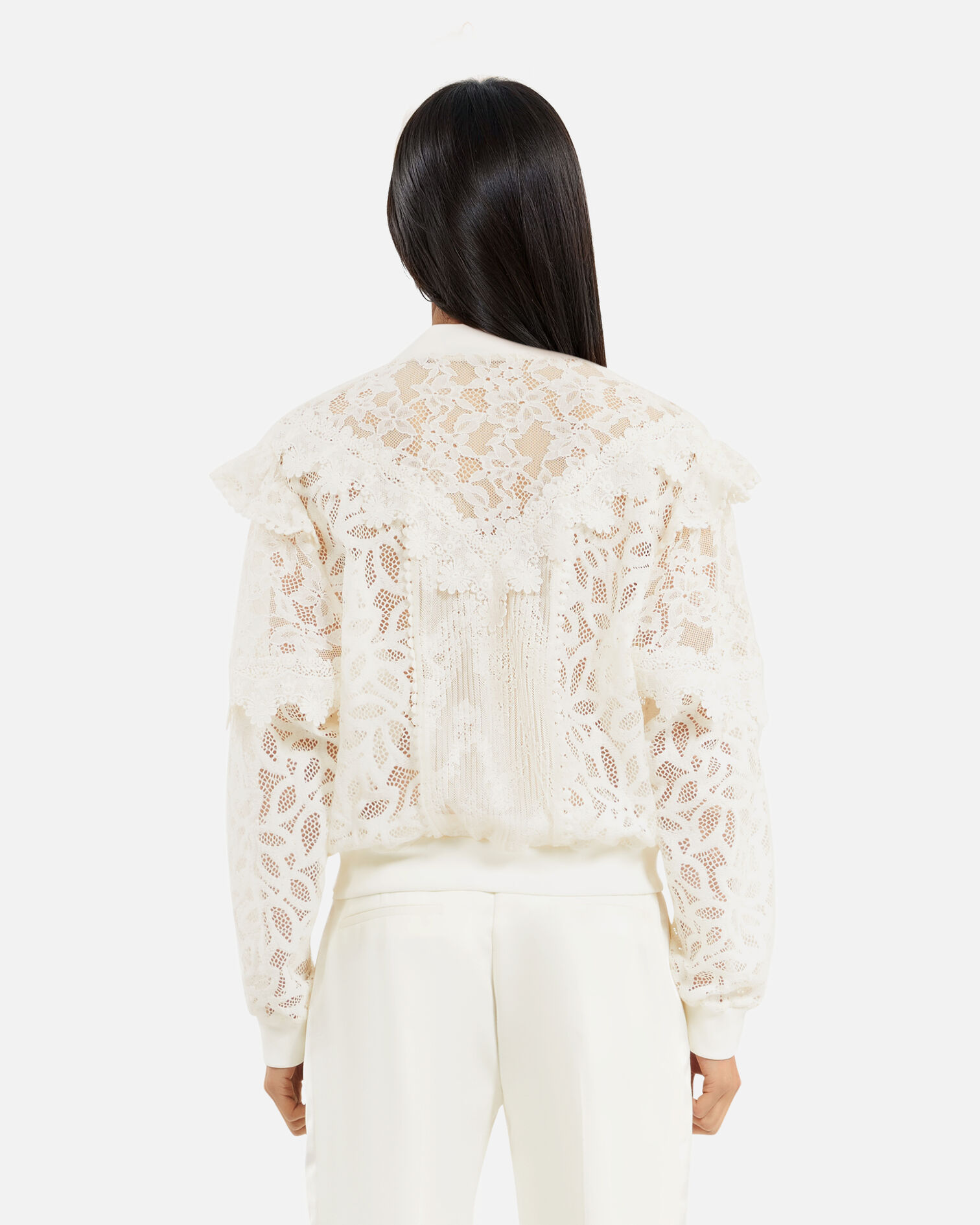 Veste à volants en dentelle écrue, ECRU, hi-res image number null