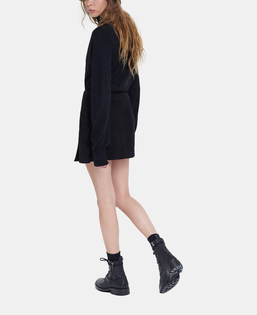 The Kooples WOMEN BLACK short black leather skirt