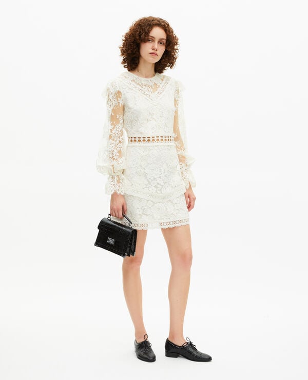 The Kooples WOMEN WHITE short dress in ecru lace