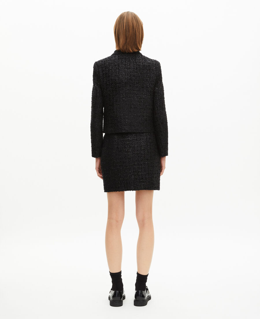 The Kooples FEMME BLACK veste courte en tweed brillant noire