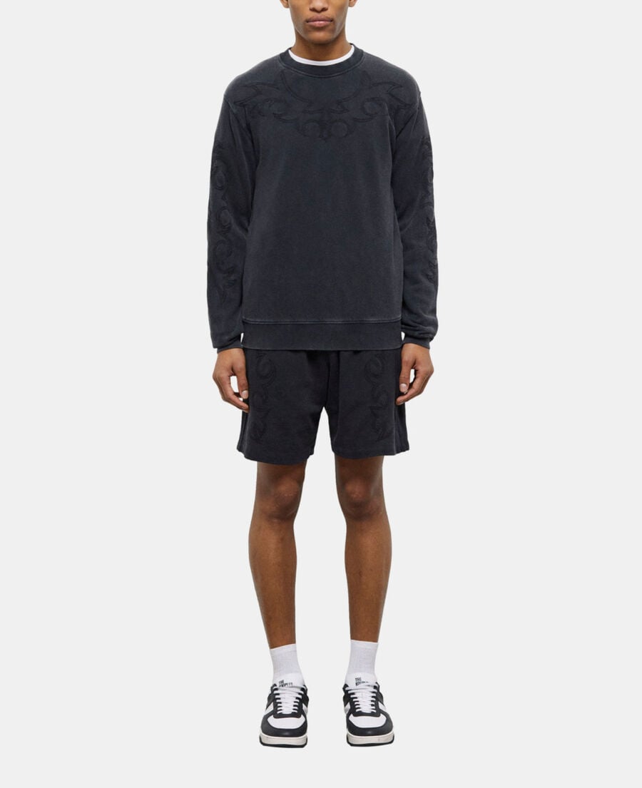 The Kooples HOMME BLACK WASHED sweatshirt noir avec broderie western