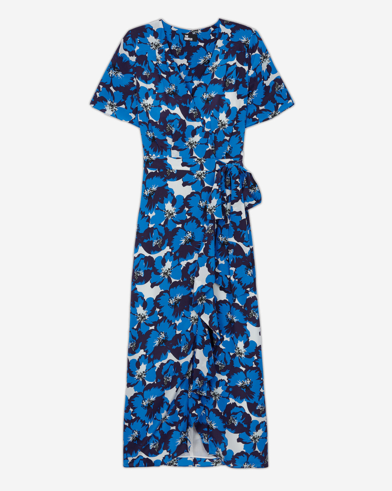 The Kooples FEMME BLUE robe portefeuille longue imprimée en soie