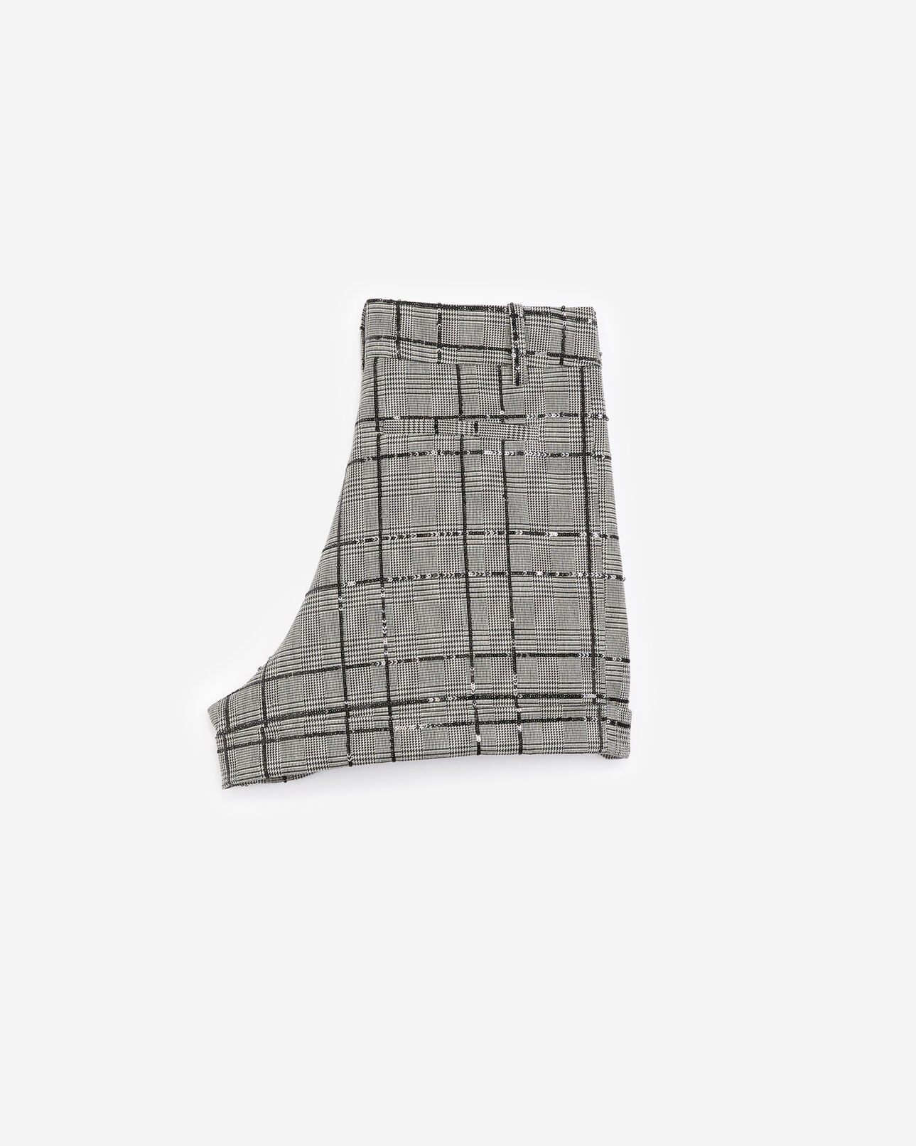 The Kooples WOMEN GREY BLACK grey and black check shorts with rhinestones