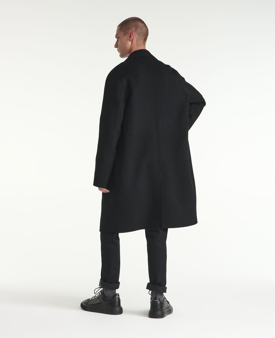 double-faced black wool coat
