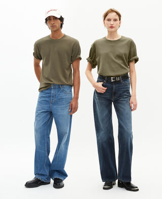 The Kooples MEN KAKI unisex plain khaki straight t-shirt