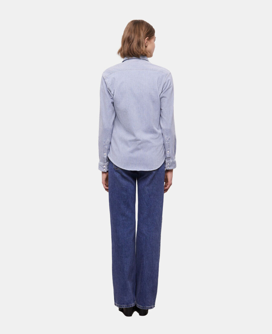 The Kooples WOMEN BLUE DENIM blue and white striped shirt