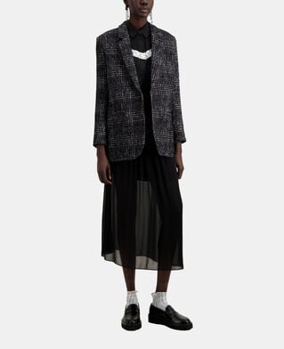 The Kooples WOMEN BLACK WHITE black and white tweed blazer