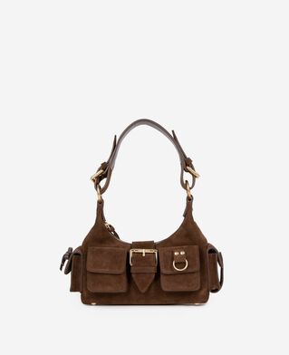 The Kooples WOMEN CHOCOLATE amelia small brown suede bag