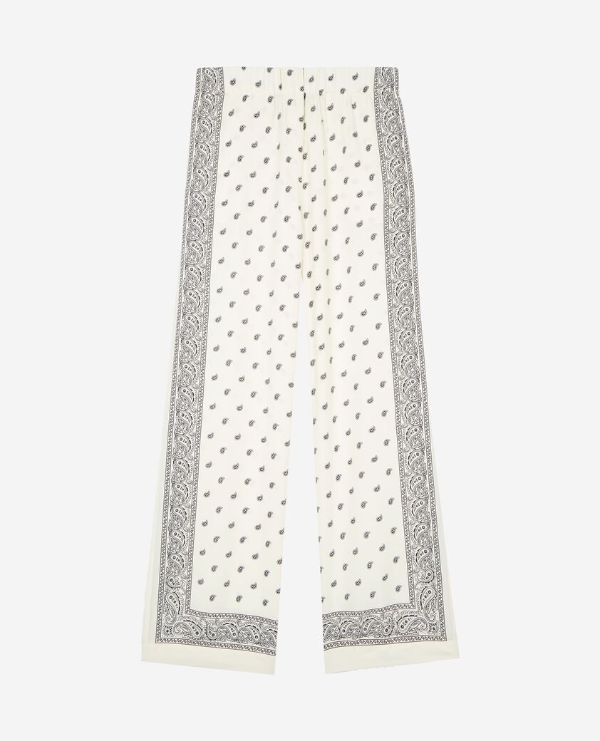 The Kooples DAMEN WHITE / BLACK gerade geschnittene flie&szlig;ende hose mit bandana-print in ecru