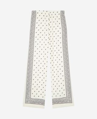 The Kooples F WHITE / BLACK straight-leg bandana print pants ecru