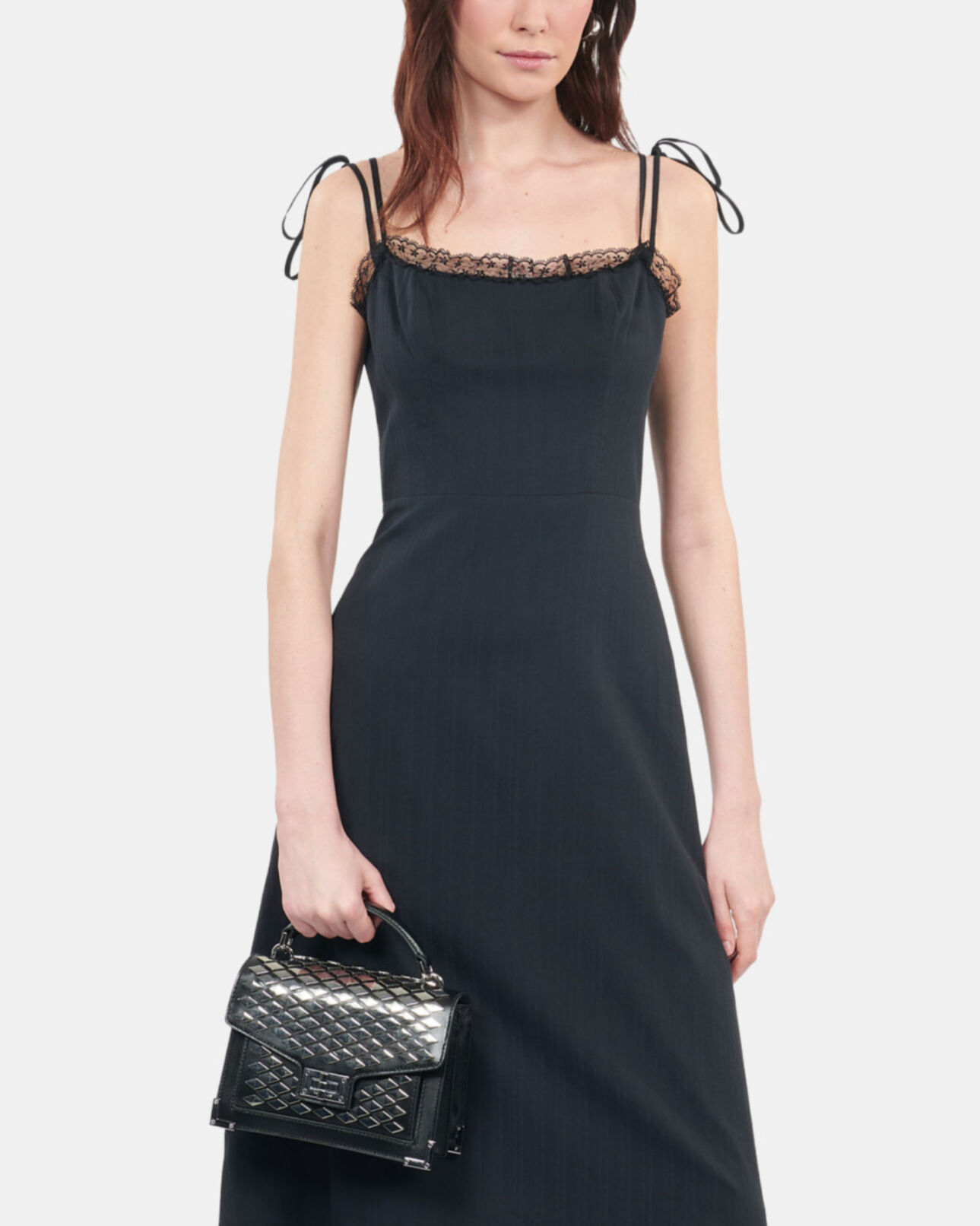 The Kooples WOMEN BLACK emily small bag in black leather with studs