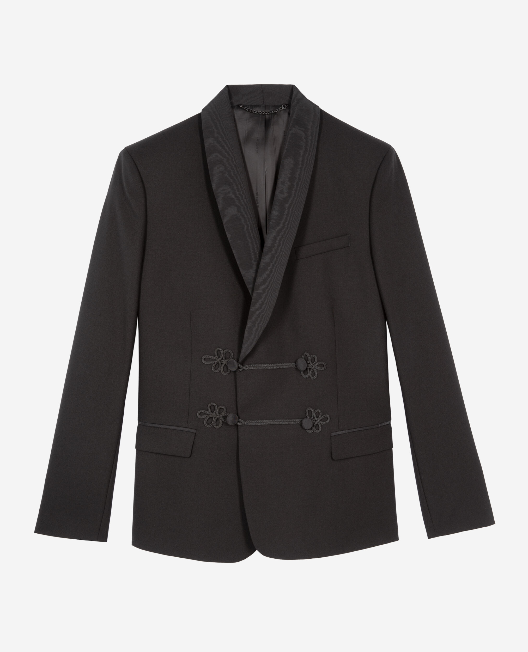 Black wool tuxedo jacket, BLACK, hi-res image number null