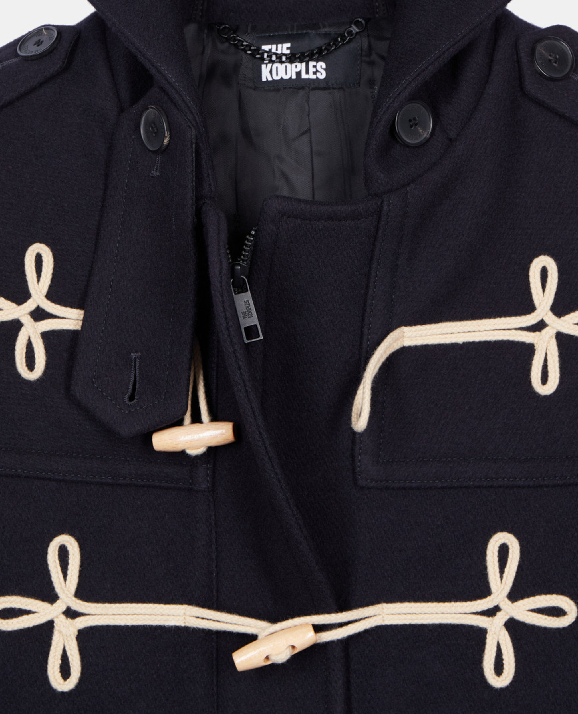 Navy blue hooded short pea coat, NAVY, hi-res image number null