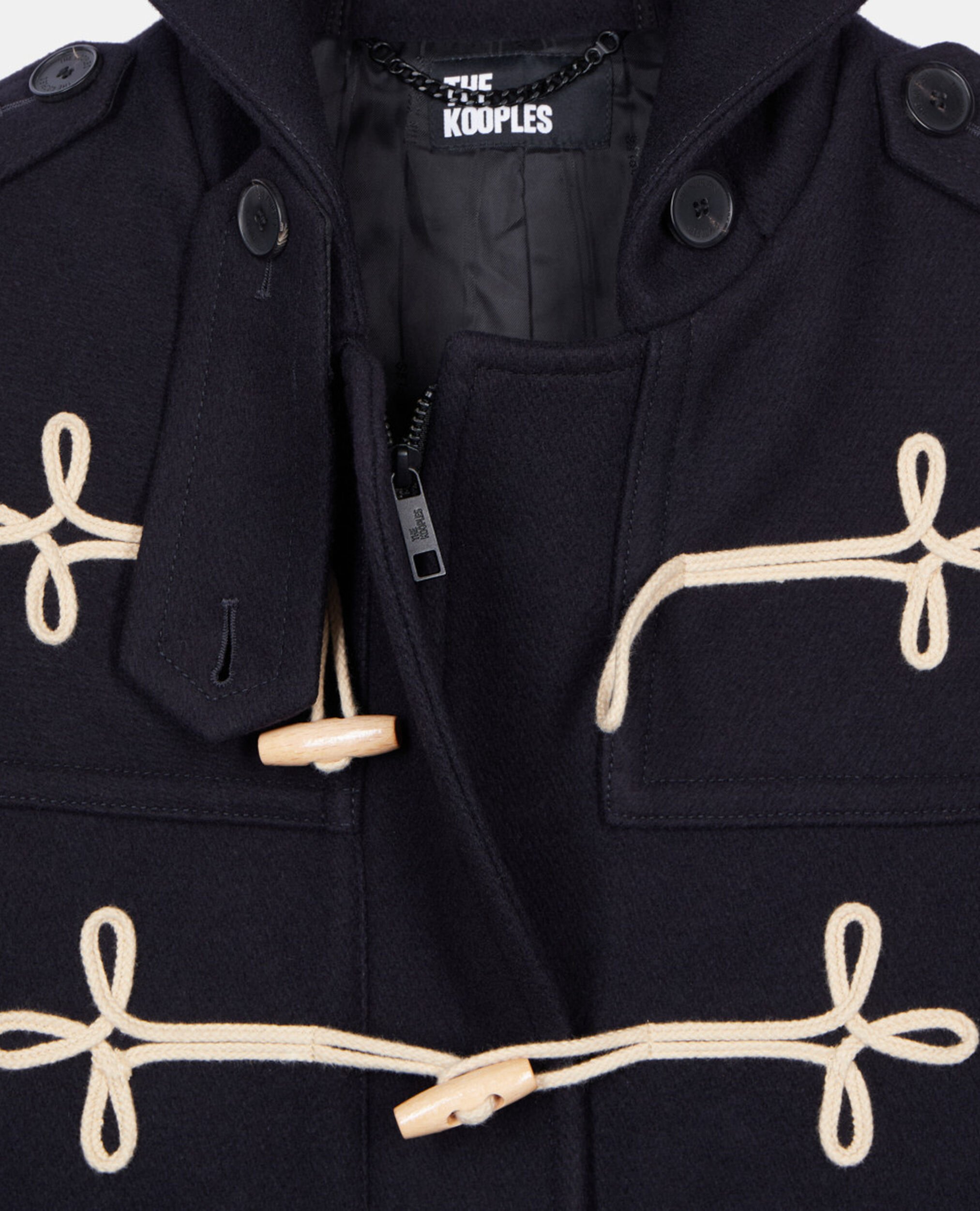 Navy blue hooded short pea coat, NAVY, hi-res image number null