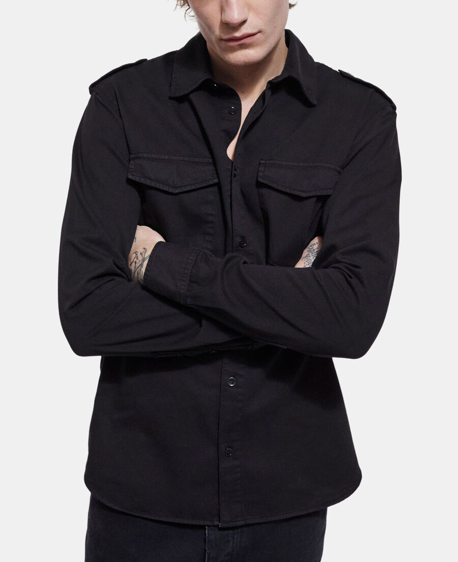 The Kooples HOMME STONE GREY chemise col classique en jean noire