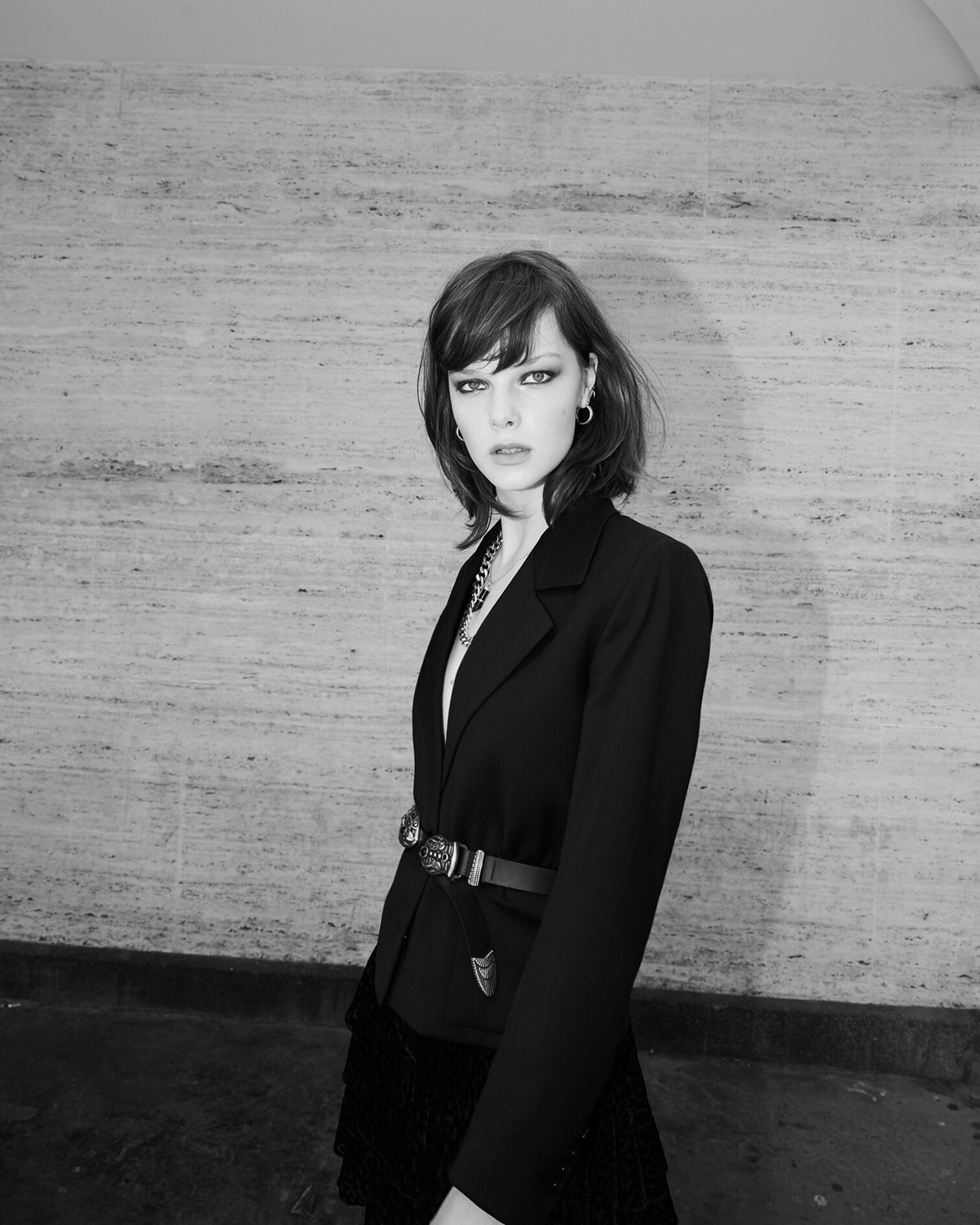 Cropped formal black jacket, BLACK, hi-res image number null