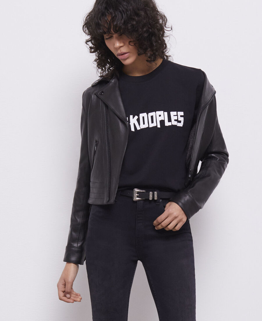 black t-shirt with logo
