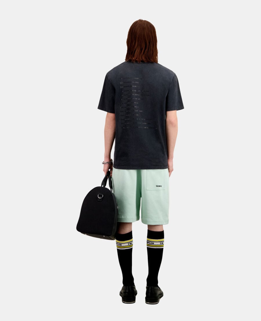 The Kooples HERREN BLACK WASHED schwarzes t-shirt mit „what is“-schriftzug