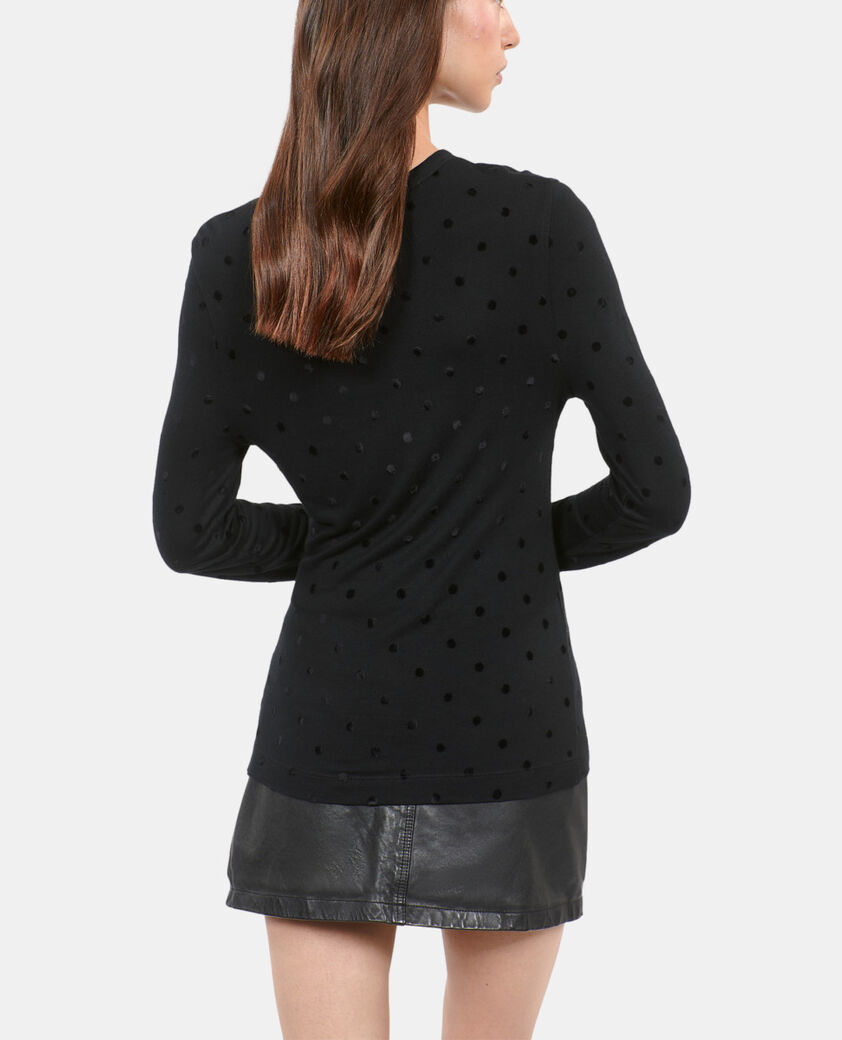 The Kooples DAMEN BLACK lang&auml;rmeliges, schwarzes t-shirt