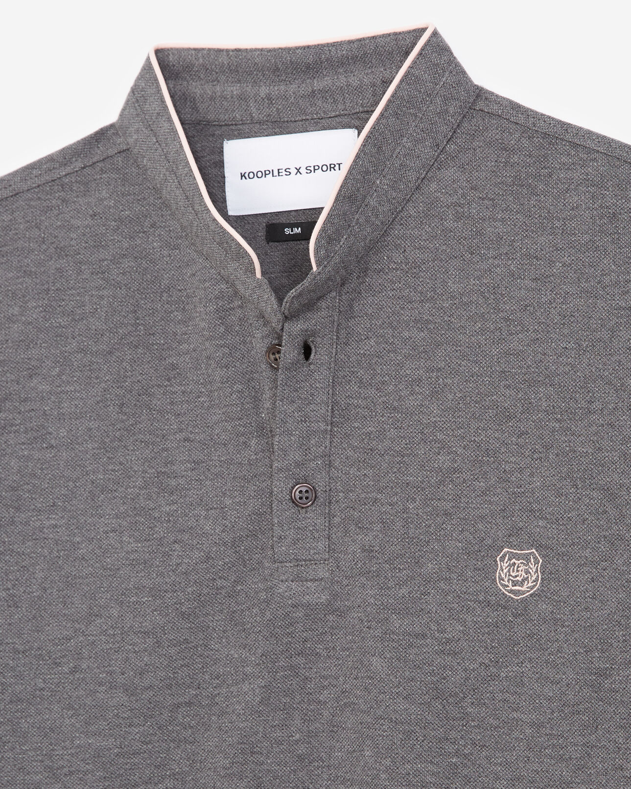 The Kooples HERREN MEDGREY MEL / LOTUS PINK grau meliertes baumwoll-poloshirt mit paspel