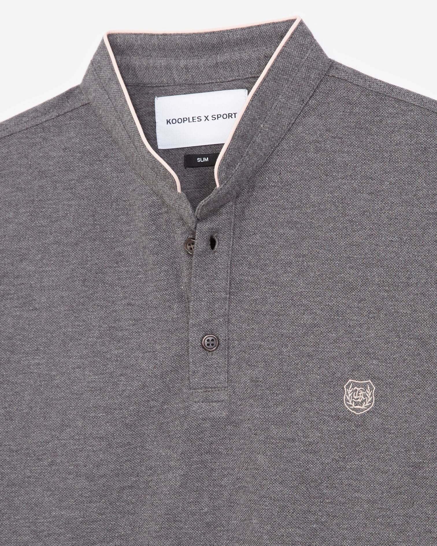 Grau meliertes Baumwoll-Poloshirt mit Paspel, MEDGREY MEL / LOTUS PINK, hi-res image number null