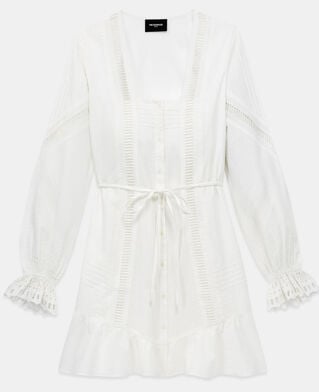 The Kooples F OFF WHITE short white light dress with embroidery