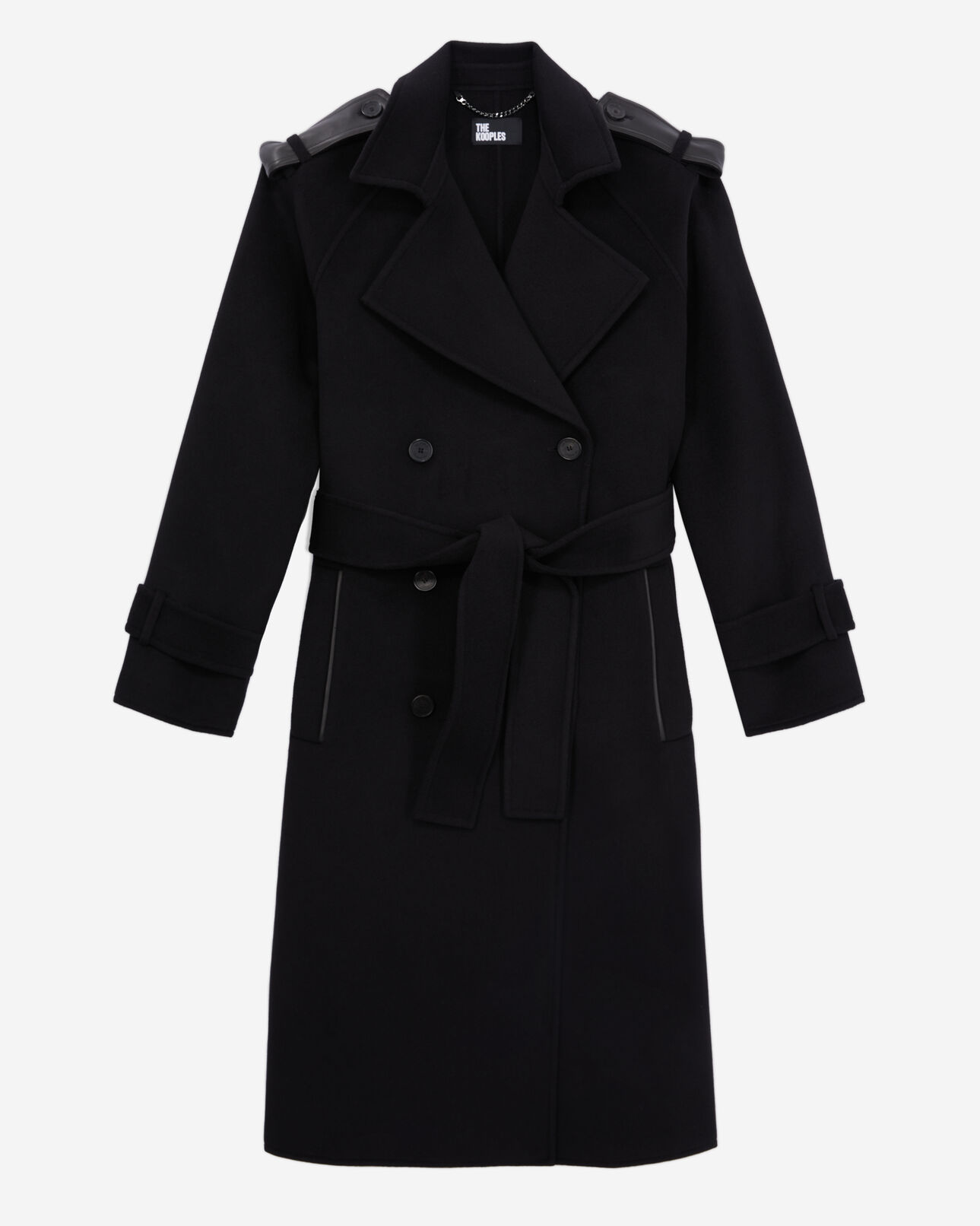 The Kooples FEMME BLACK manteau long noir en laine mélangée