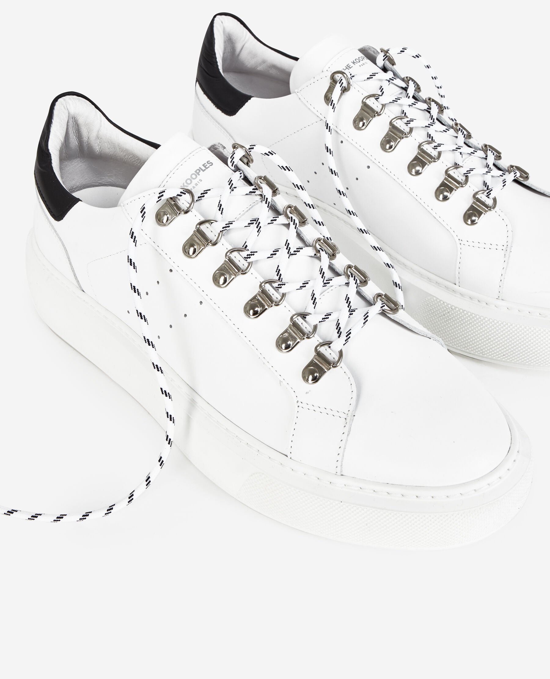 Wedge white sneakers in leather with eyelets The Kooples