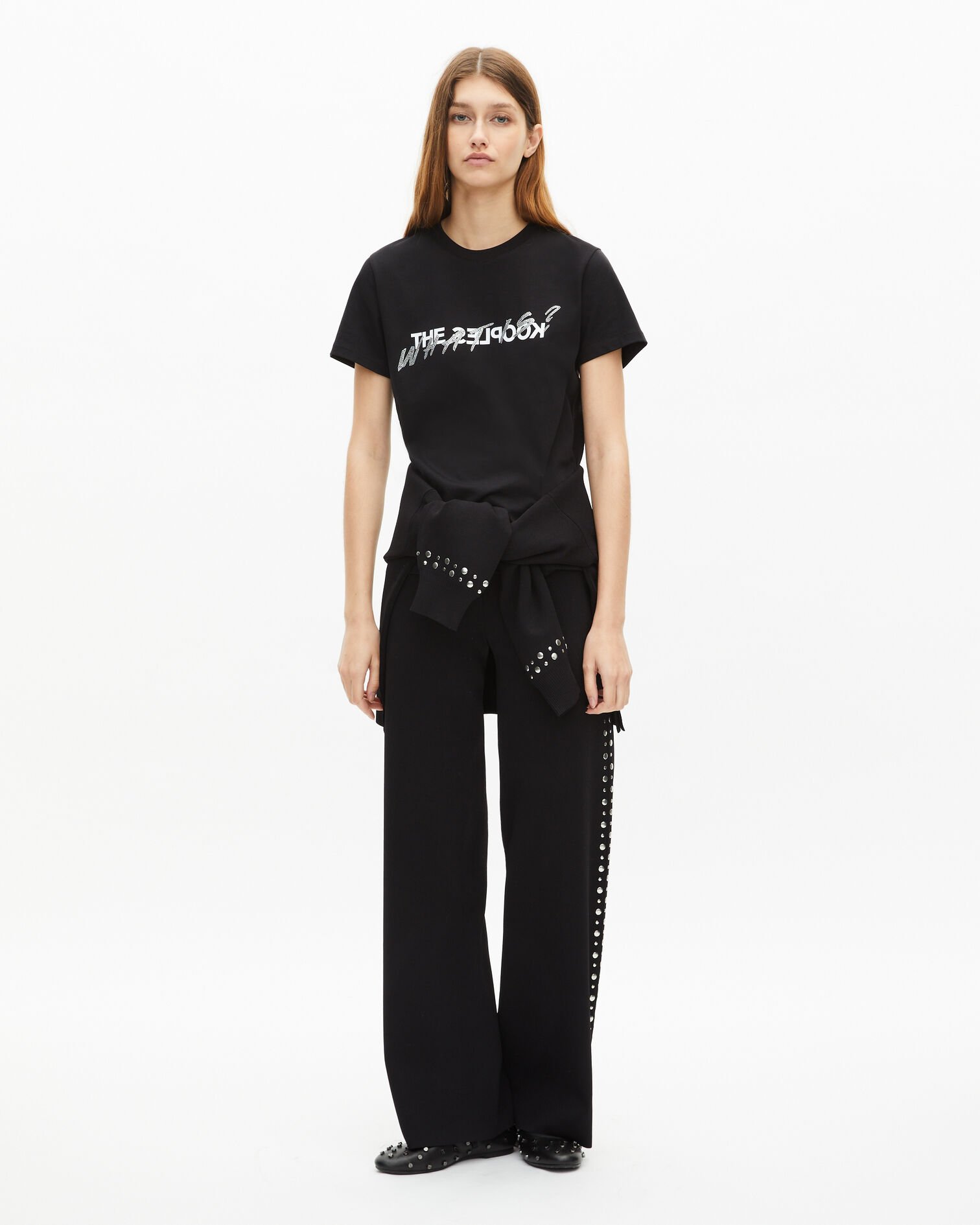 What is T-shirt with black rhinestones, BLACK, hi-res image number null
