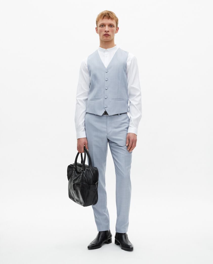 The Kooples HOMME BLUE gilet de costume en laine coupe ajustée bleu clair