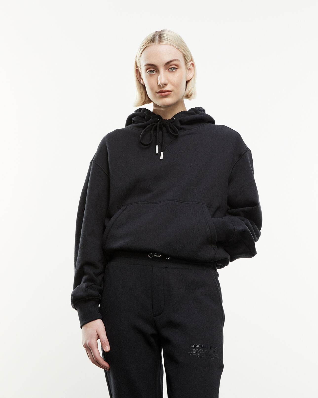The Kooples MUJER BLACK sudadera negra capucha bolsillo canguro