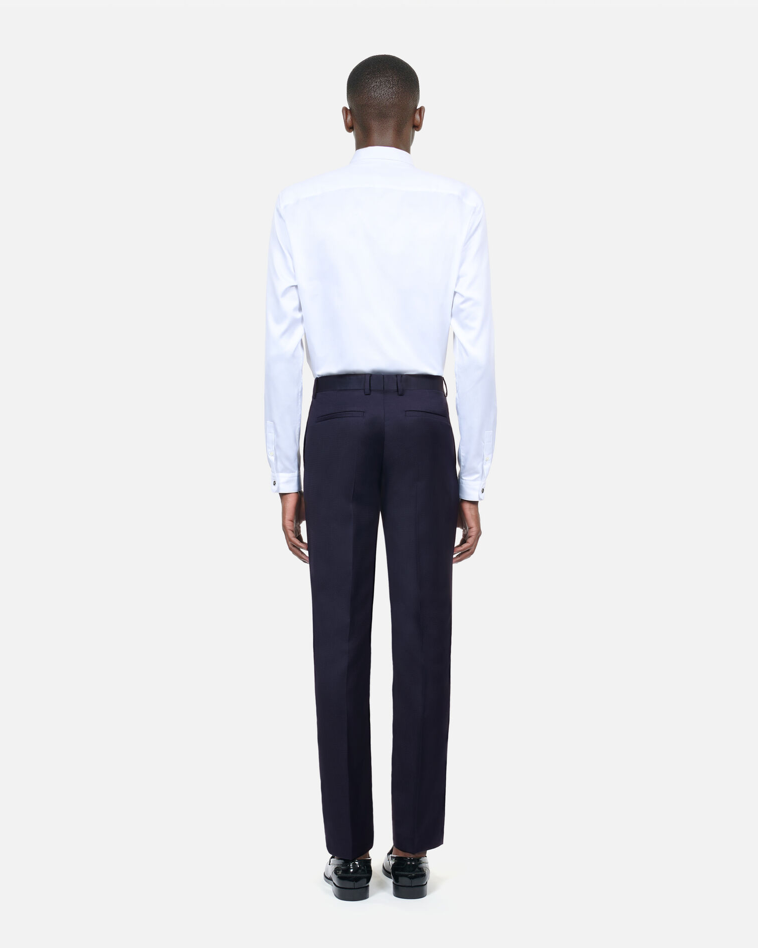 Blue navy wool tuxedo fitted trousers, NAVY, hi-res image number null