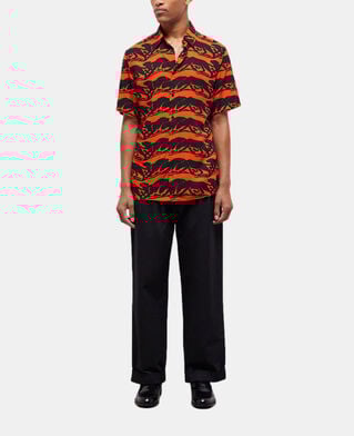 The Kooples H BLACK - RED panther print casual shirt