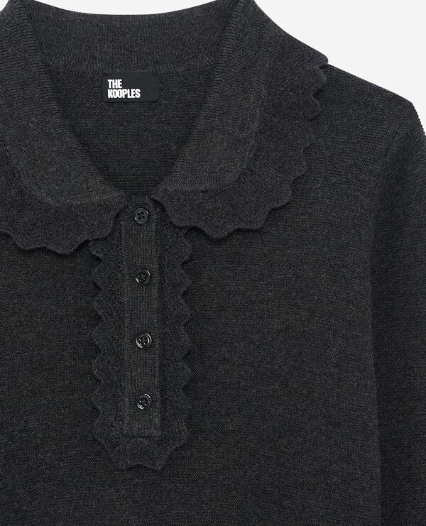 The Kooples FEMME BLACK pull en laine mélangée col claudine anthracite