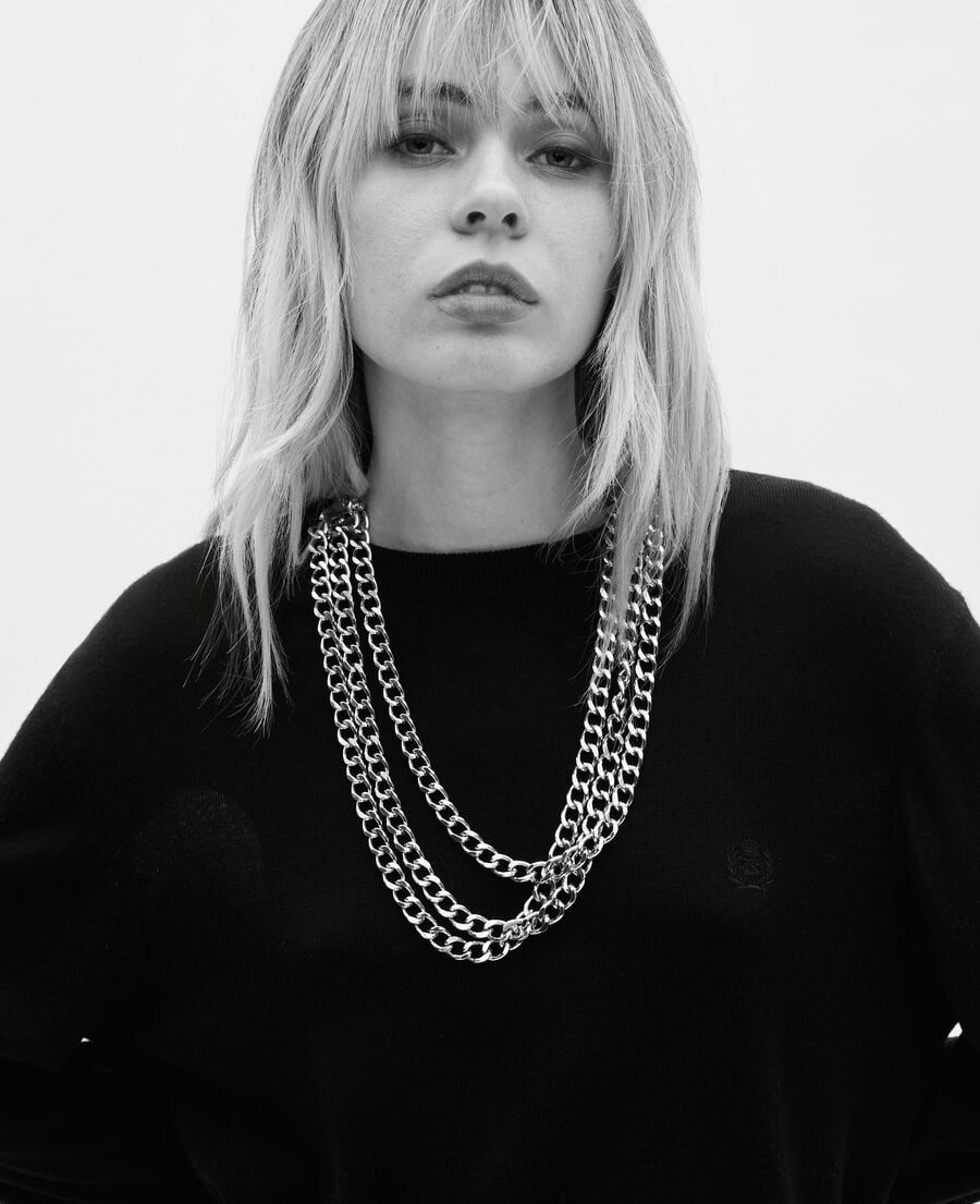 The Kooples F BLACK SILVER silver chain necklace