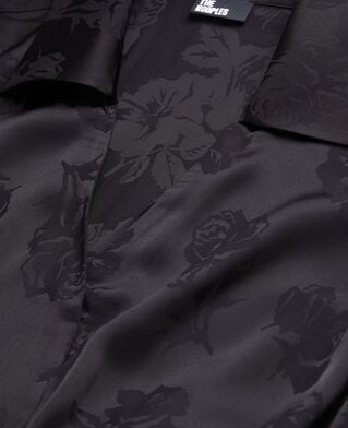 The Kooples FEMME BLACK robe noire mi-longue à fleurs