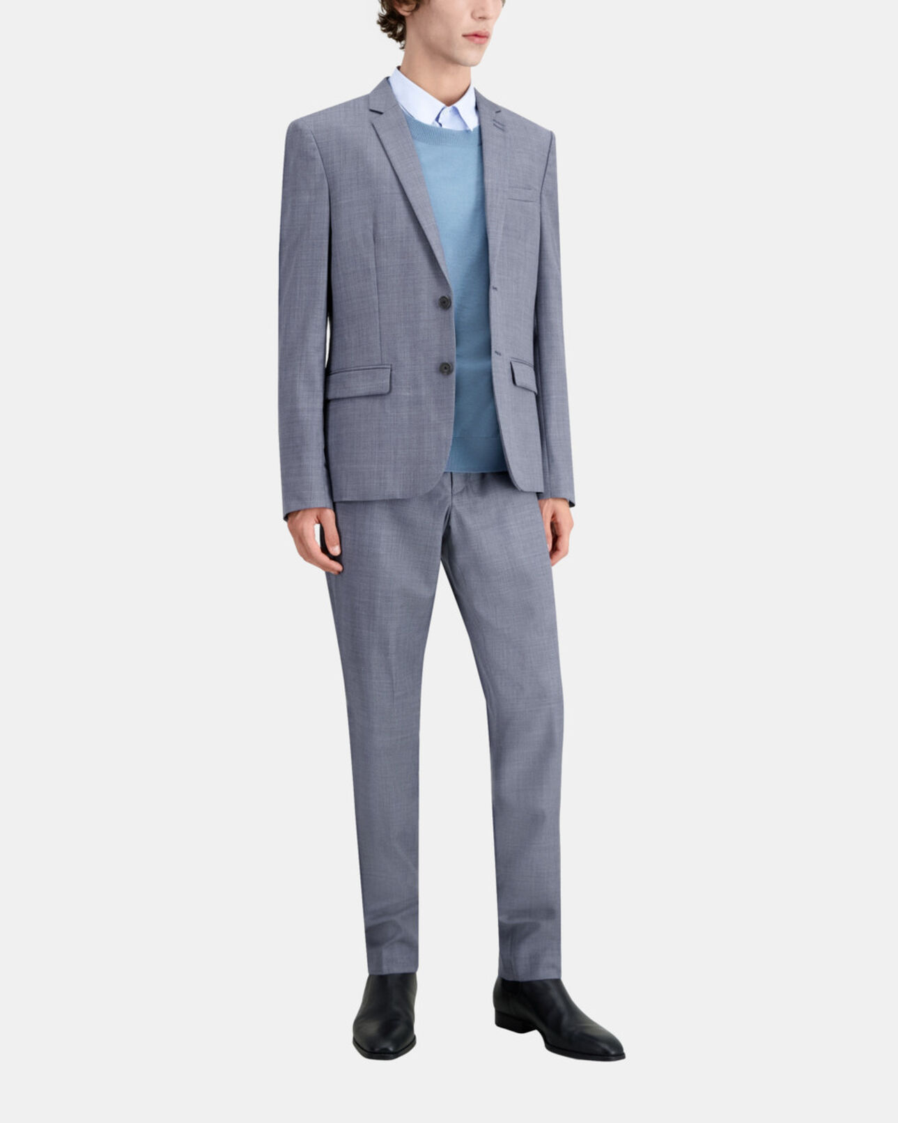 The Kooples HERREN LIGHT BLUE grau-blau karierte anzugjacke aus wolle
