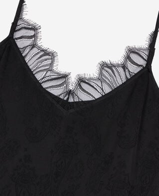 The Kooples WOMEN BLACK long black floral jacquard slip dress