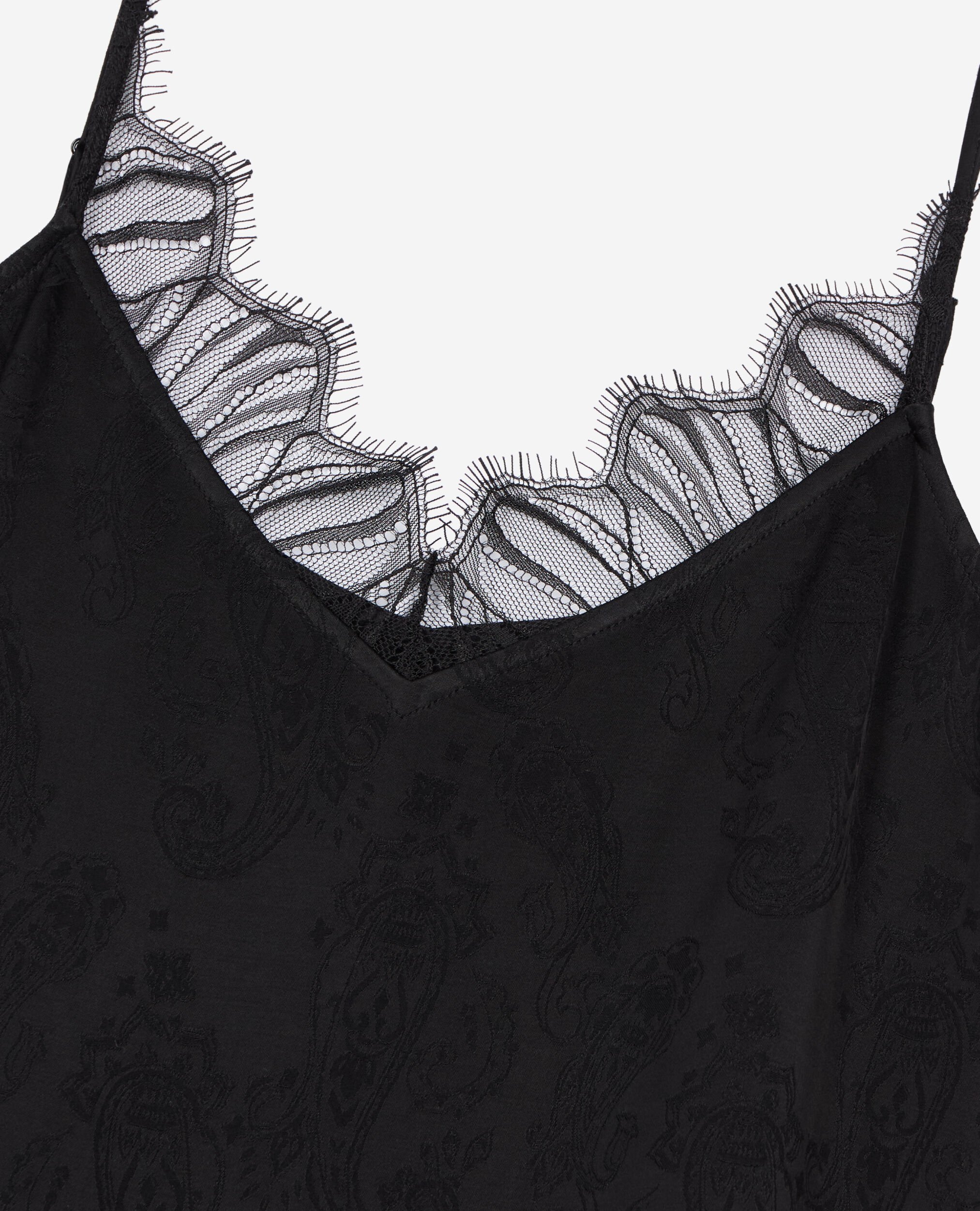 Long black floral jacquard slip dress, BLACK, hi-res image number null